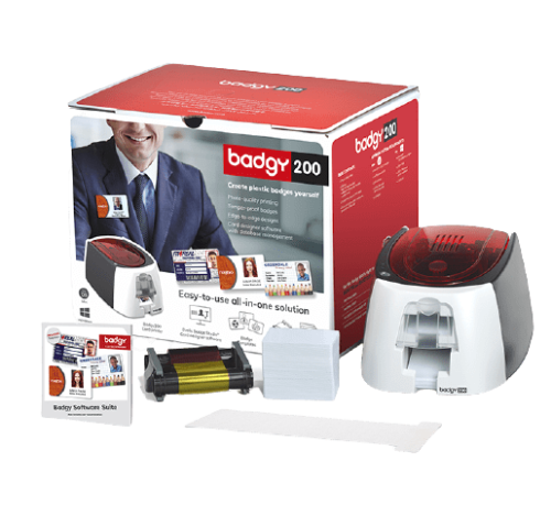 Pack de la solution Badgy200 comprenant : un logiciel, une imprimante, des consommables